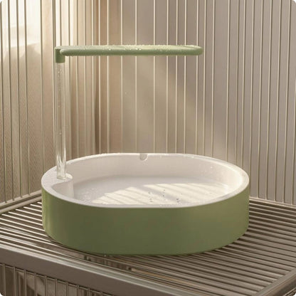 Parrot Bath Basin Green and White Bird Shower Bath Parrot Bathtub Plastic Pet Accessory Transparent