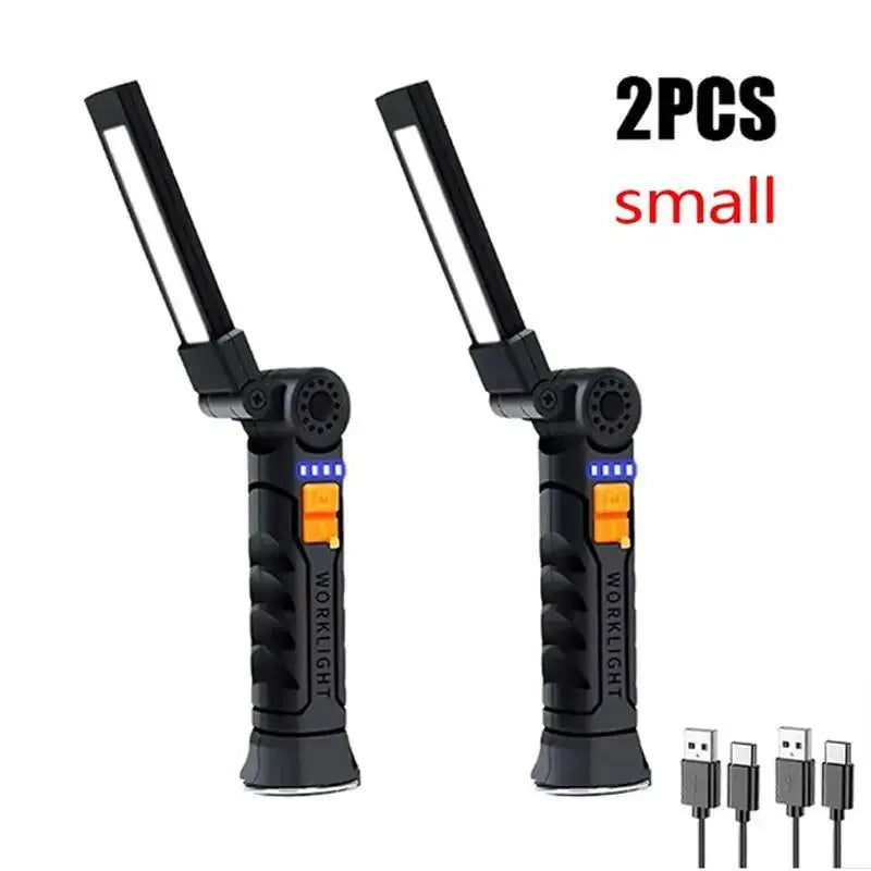 Portable COB LED Flashlight USB Rechargeable Work Light Magnetic Lanterna Hanging Lamp with Built-in Battery Camping Torch