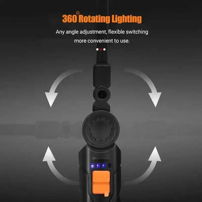 Portable COB LED Flashlight USB Rechargeable Work Light Magnetic Lanterna Hanging Lamp with Built-in Battery Camping Torch
