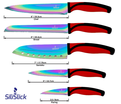 Titanium Coated Kitchen Knife Set with Magnetic Rack