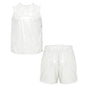 Mens Waterproof Sweat Tracksuit Tank Tops And Sides Buttons Boxer Shorts Two Pieces Outfit Special Needs Adaptive Clothing