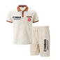 Yamaha Men's Multi-Color Waffle Knit Short Sleeve & Shorts Set, Casual Breathable Sweat-Absorbent Polo Outfit Daily Street Wear.